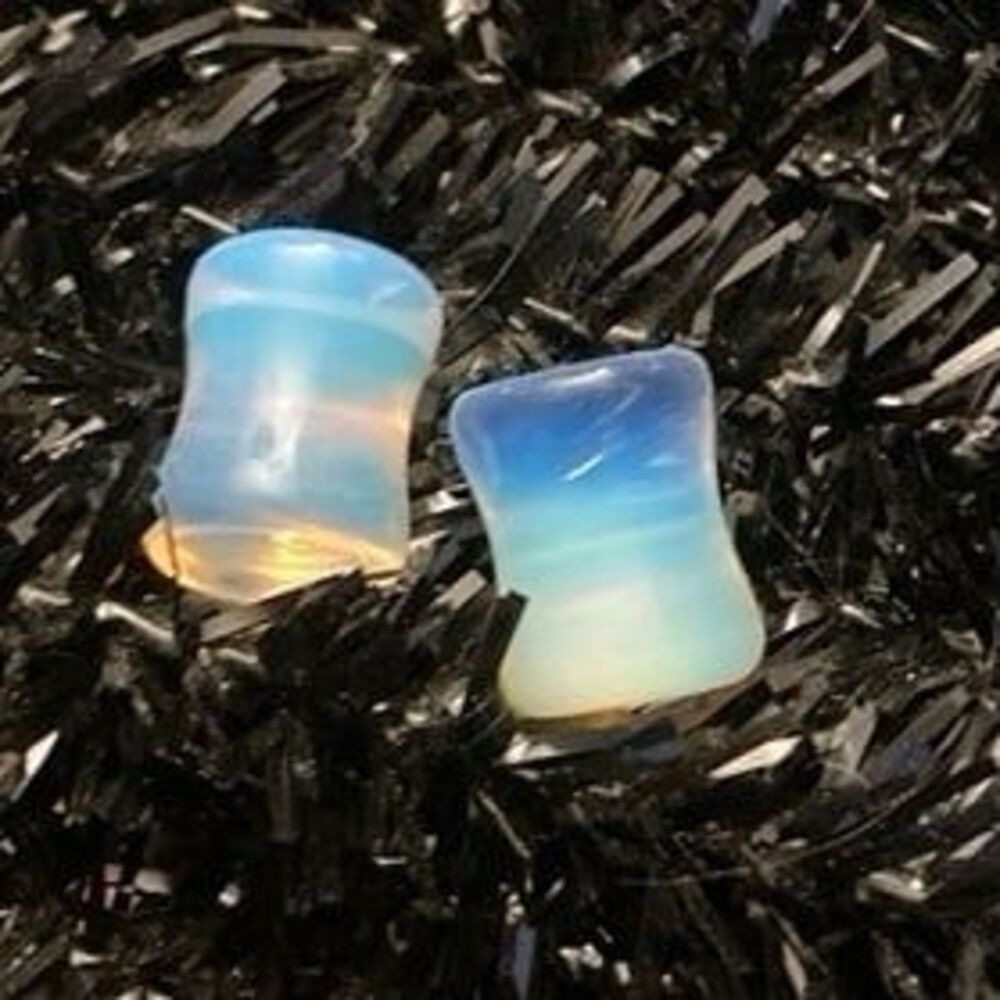 Glass 00 Irredecent Ear Plugs Double Flare Body Jewelry Earrings 00G Mens Womens